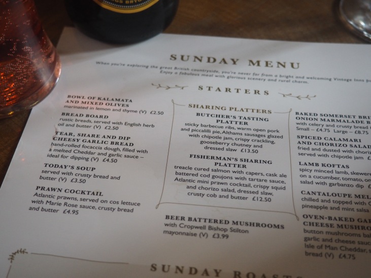 Days out in Yorkshire, Illkley Moor, The Cow and Calf, menu